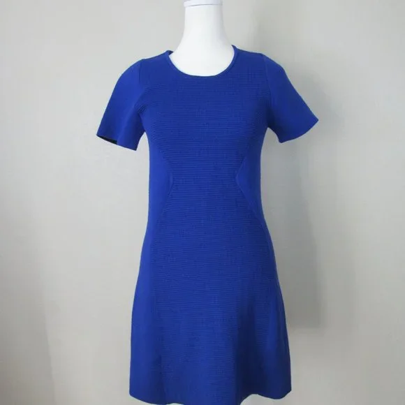 M. Patmos Cobalt Blue Knit Wool Stretch Pullover Dress - Picture 2 of 14